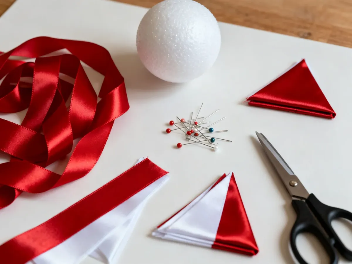Materiały potrzebne do wykonania bombki kanzashi